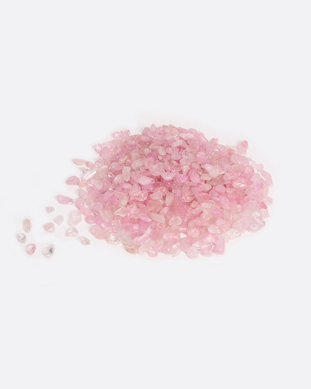 Rose quartz plant pebbles.