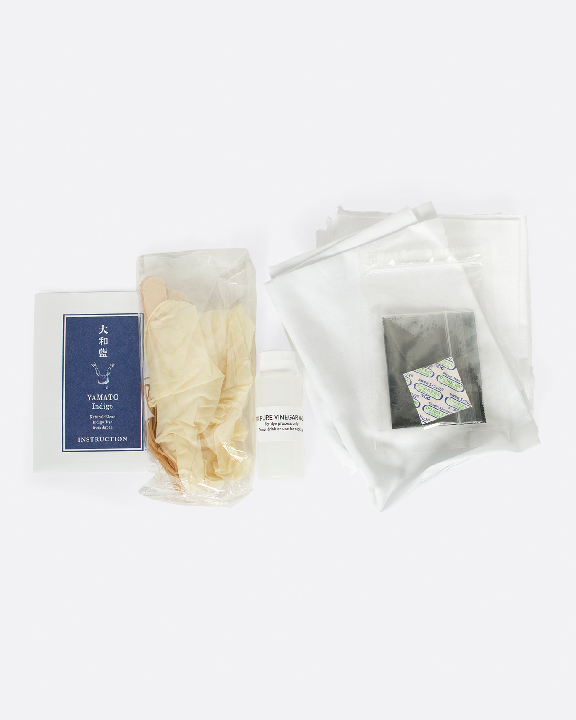 Contents of Yamato Indigo shibori dye kit.